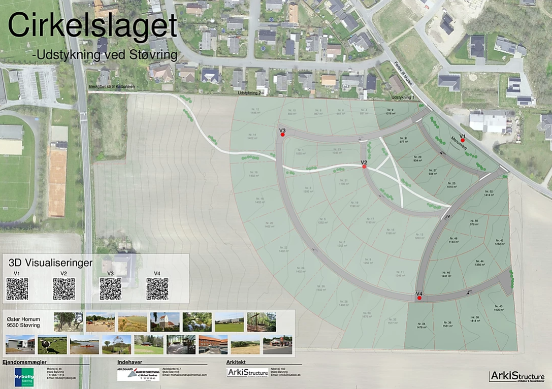 Tegning over Cirkelslagets byggegrunde i Ø. Hornum